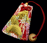 義若オリジナルの腰下げ巾着　金彩藤の花に松